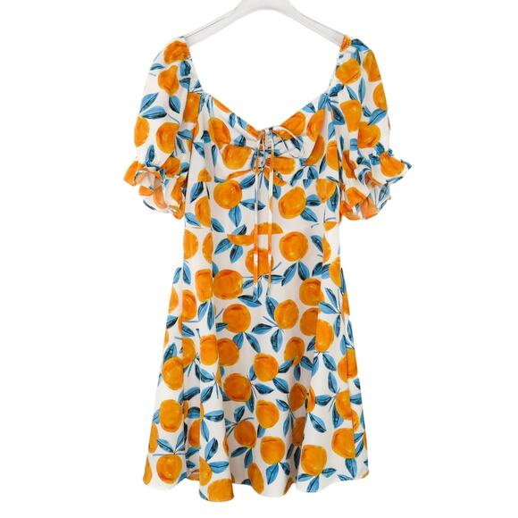 SHEIN Dresses & Skirts - Shein Citrus Clementine Orange Puff Sleeve Mini Dress Medium Summer